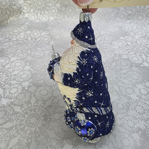 VTG Patricia Breen Let's Decorate Santa Blue Silver Ornament 2006 Bergdorf Event - Picture 7 of 12